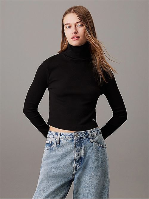 woven label rib rollneck CALVIN KLEIN JEANS | J20J224196BEH